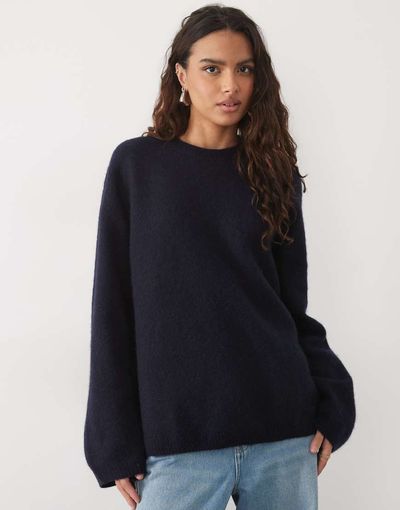 Arket ARKET super soft alpaca and wool relaxed sweater in navy