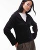 Arket ARKET textured yarn wool cardigan with v-neck and front pockets in black - 1