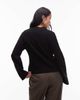Arket ARKET textured yarn wool cardigan with v-neck and front pockets in black - 4