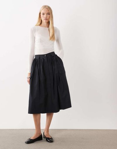 Arket ARKET utility midi skirt in black