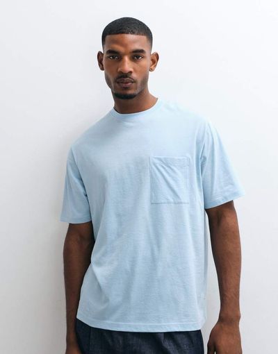 Arket ARKET washed T-shirt with pocket in light blue