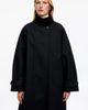Arket ARKET waxed cotton funnel neck maxi trench with cord inner collar detail in black - 2