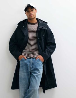 Arket ARKET waxed cotton hooded rain jacket in navy