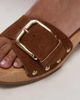 Arket ARKET wooden heeled clogs with real suede strap and gold buckle in brown-Neutral - 2