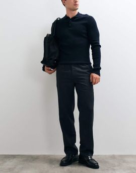 Arket ARKET wool blend pull on straight leg pants in black
