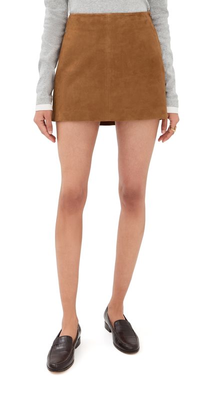 ARMA ARMA MELODY Lamb Suede Skirt Whiskey