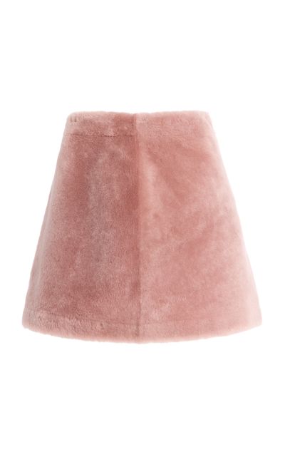 ARMA ARMA Olivia Shearling Leather Mini Skirt Pink EU 36