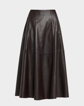 Arma Eleni Leather A-Line Midi Skirt