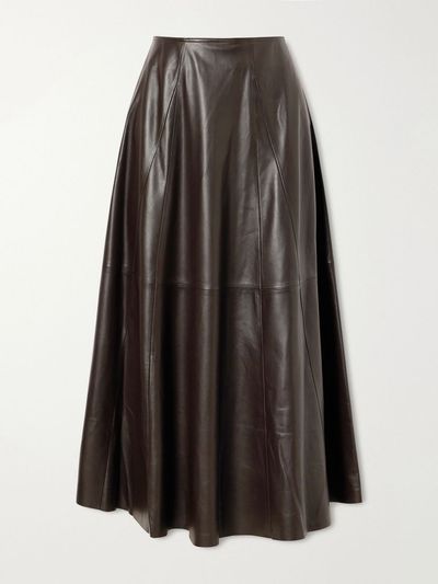 ARMA Eleni paneled leather midi skirt