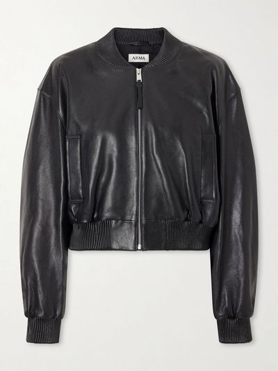 ARMA Hannan cropped leather bomber jacket