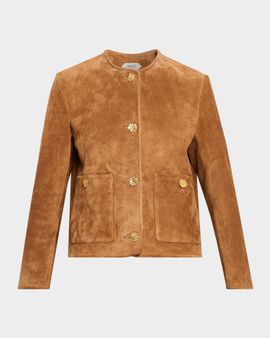 Arma Sogno Button-Front Gritty Suede Jacket