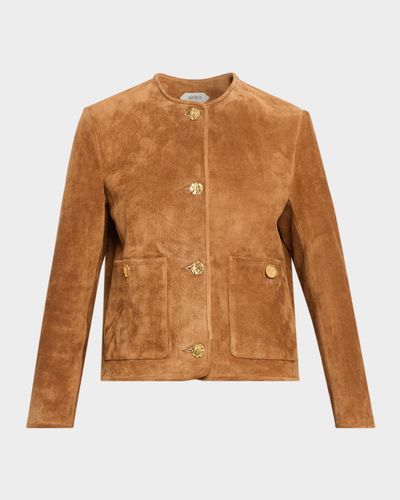 Arma Sogno Button-Front Gritty Suede Jacket