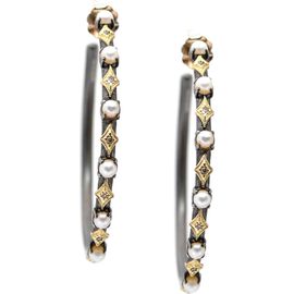 Armenta Armenta Old World Freshwater Pearl Hoop Earrings 