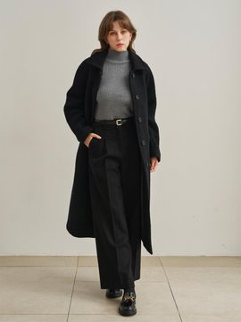 ARMOIRE SECRET Wide Wool Pintuck Pants [Black]