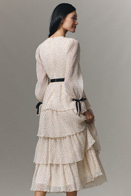 fitted lace wedding dress Kendall Modest Midi in Smoke Green Large