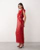 ARRANGE ARRANGE all over shard sequined strong shoulders midaxi dress in red - 2