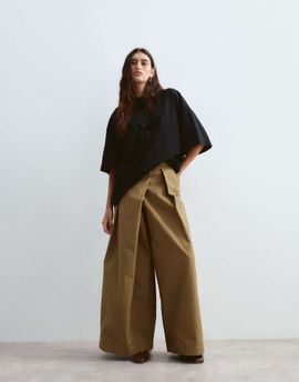 ARRANGE ARRANGE Alva fold detail wide leg pants in olive green