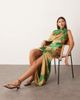 ARRANGE ARRANGE asymmetric cape sleeve drape panel midi dress in floral print-Multi - 3