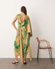 ARRANGE ARRANGE asymmetric cape sleeve drape panel midi dress in floral print-Multi - 4