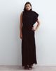 ARRANGE ARRANGE asymmetric neckline hybrid fringe skirt maxi dress in black - 1