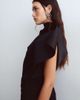ARRANGE ARRANGE asymmetric neckline hybrid fringe skirt maxi dress in black - 2