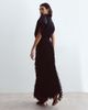 ARRANGE ARRANGE asymmetric neckline hybrid fringe skirt maxi dress in black - 3