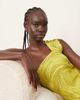 ARRANGE ARRANGE asymmetric tape work fringe hem mini dress in lime green - 2