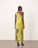 ARRANGE ARRANGE asymmetric tape work fringe hem mini dress in lime green - 3