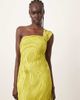 ARRANGE ARRANGE asymmetric tape work fringe hem mini dress in lime green - 4