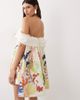 ARRANGE ARRANGE bardot mini dress with cape detail in abstract painterly print-Multi - 4