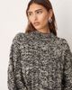 ARRANGE ARRANGE cable knit high neck sweater with volume sleeve in mono - part of a set-Multi - 2