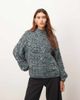 ARRANGE ARRANGE cable knit high neck sweater with volume sleeve in twisted yarn in blue and chocolate - 1