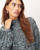 ARRANGE ARRANGE cable knit high neck sweater with volume sleeve in twisted yarn in blue and chocolate - 3