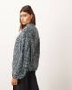 ARRANGE ARRANGE cable knit high neck sweater with volume sleeve in twisted yarn in blue and chocolate - 4
