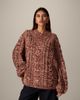 ARRANGE ARRANGE cable knit high neck sweater with volume sleeves in twisted yarn in red and cream - 1