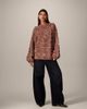 ARRANGE ARRANGE cable knit high neck sweater with volume sleeves in twisted yarn in red and cream - 2