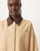 ARRANGE ARRANGE canvas oversized shacket with corduroy collar in camel-Brown - 3