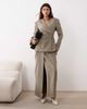 ARRANGE ARRANGE cinched collarless pleated wrap blazer in gray - 2