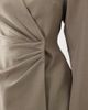 ARRANGE ARRANGE cinched collarless pleated wrap blazer in gray - 3
