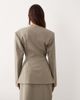 ARRANGE ARRANGE cinched collarless pleated wrap blazer in gray - 4
