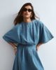 ARRANGE ARRANGE cinched waist denim midi dress in mid wash blue - 2