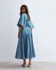 ARRANGE ARRANGE cinched waist denim midi dress in mid wash blue - 3