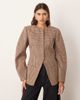 ARRANGE ARRANGE clean collarless sculpted blazer in micro plaid-Multi - 1