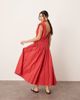 ARRANGE ARRANGE clean cotton drawstring detail trapeze midi dress with pockets in washed red - 4