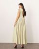 ARRANGE ARRANGE clean cotton drawstring detail trapeze midi dress with pockets in washed sage-Yellow - 4