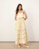 ARRANGE ARRANGE contrast broderie empire cami midi dress with ruffle detail in buttermilk-Yellow - 1