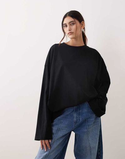 ARRANGE ARRANGE cotton oversized long sleeve t-shirt in black