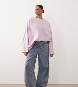ARRANGE ARRANGE cotton oversized long sleeve T-shirt in light pink