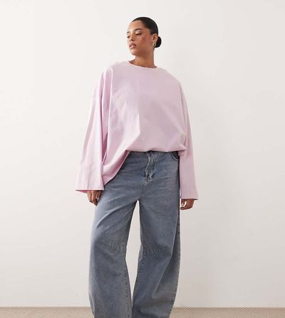 ARRANGE ARRANGE cotton oversized long sleeve T-shirt in light pink