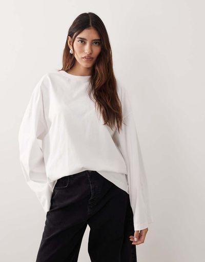 ARRANGE ARRANGE cotton oversized long sleeve t-shirt in white